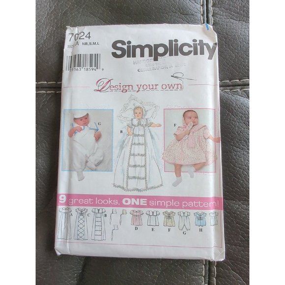 Simplicity Other - 7024 Simplicity Vintage Sewing Pattern Little Girls Dress Bonnet Romper  OOP UC